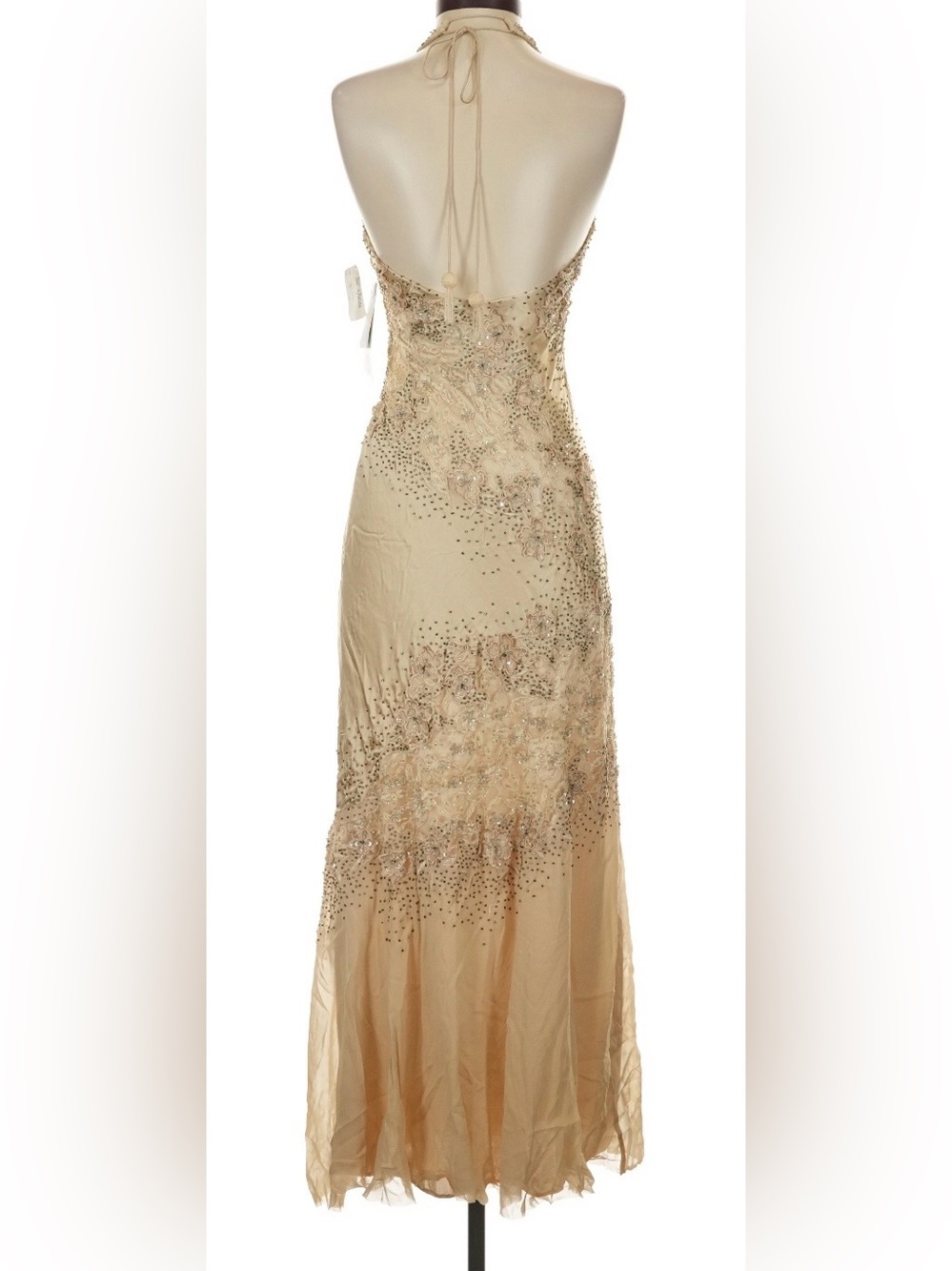 Vintage 90s y2k Sue Wong silk lace and sequin embellished maxi halter dress - Picture 3 of 12
